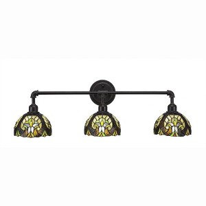 Toltec Lighting Vintage 3 - Light Vanity in  Dark Granite with 7" Ivory Cypress Art Glass Shade - 1 of 1
