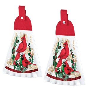 Collections Etc Printed Holiday Cardinal Kitchen Towels - Set of 2 - 1 of 3