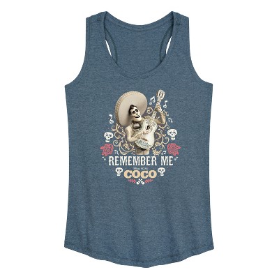 Women's Coco Remember Me Ernesto Graphic Racerback Tank - Heather Blue - 2X