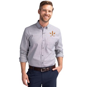 Houston Astros Cutter & Buck Stretch Oxford Mens Big and Tall Long Sleeve Dress Shirt - 1 of 1