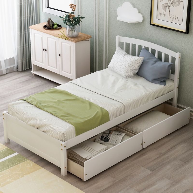 Twin Wood Platform Storage Bed Frame with Headboard and Two Drawers-ModernLuxe, 2 of 12
