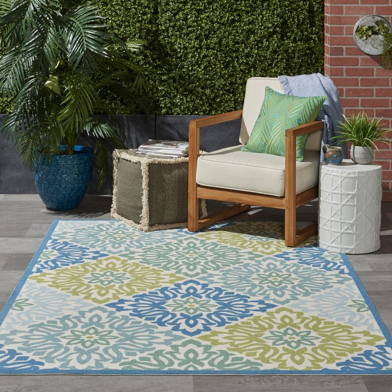 Waverly Sun & Shade "Sweet Things" Blue Indoor/Outdoor Area Rug by Nourison, 6 of 14