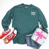 Simply Sage Market Women's Embroidered Whimsical Holly Jolly Stars Long Sleeve Garment Dyed Tee - 3 of 4