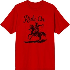 Cowboy "Ride On" Adult Crew Neck Short Sleeve Tee - 1 of 2