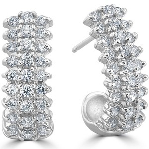 Pompeii3 1 3/8 cttw Diamond Hoops 14k White Gold 3/4" Tall - 1 of 4