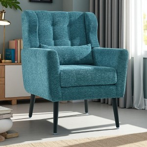 Teddy Fabric Ergonomic Accent Chair with Padded Seat and Waist Pillow - 1 of 4