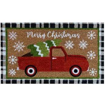 Christmas Tree Truck Coir Doormat 30" x 18" Indoor Outdoor Briarwood Lane