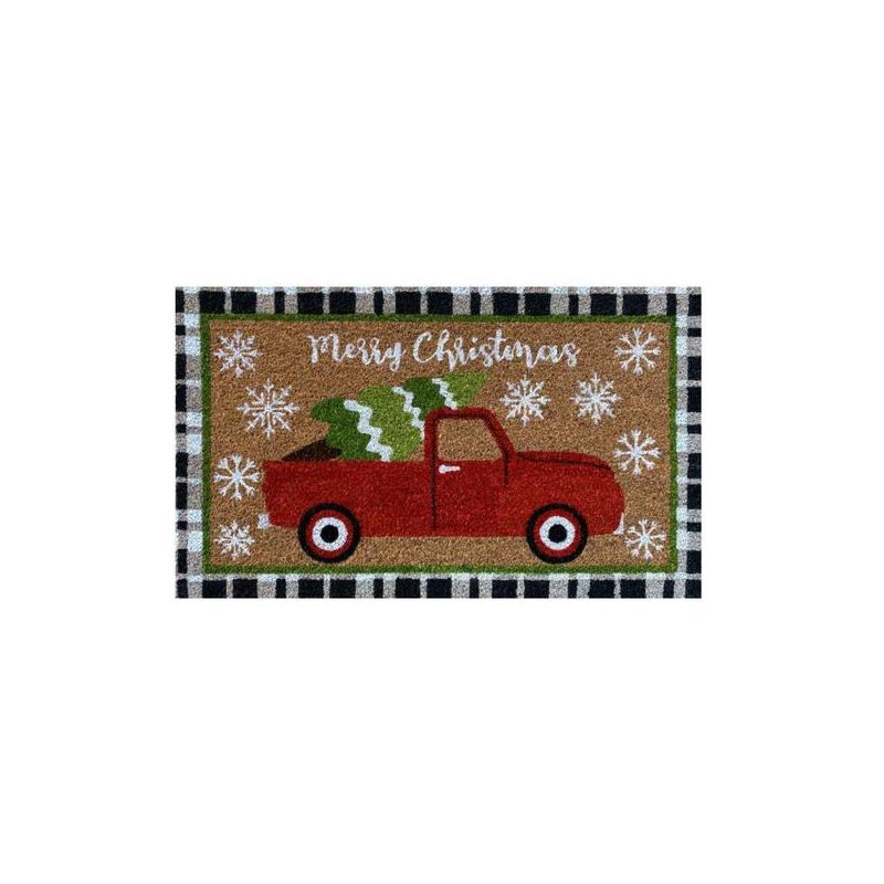 Christmas Tree Truck Coir Doormat 30" x 18" Indoor Outdoor Briarwood Lane, 1 of 4