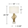 Possini Euro Design Cyclone 30" Tall Large Modern Glam Luxury End Table Lamp Gold Finish Metal Marble Single White Shade Living Room Bedroom Bedside - 4 of 4