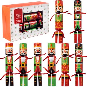 Joyfy 8-Pack Nutcracker Christmas Crackers – No-Snap Party Favors with Hats, Jokes & Surprises (10") - 1 of 4