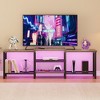 67" TV Stand with LED Lights for 55–75" TVs, Large Entertainment Center with Power Outlets & Storage - 2 of 4