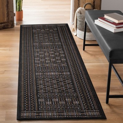 Midnight Stripe Flat Woven Synthetic Indoor/Outdoor Rug