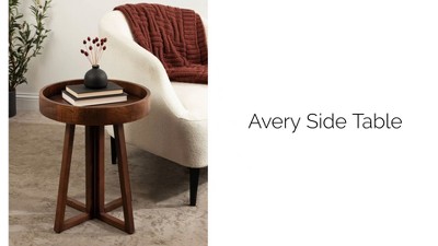 Avery Round Walnut Brown Mango Wood Side Table