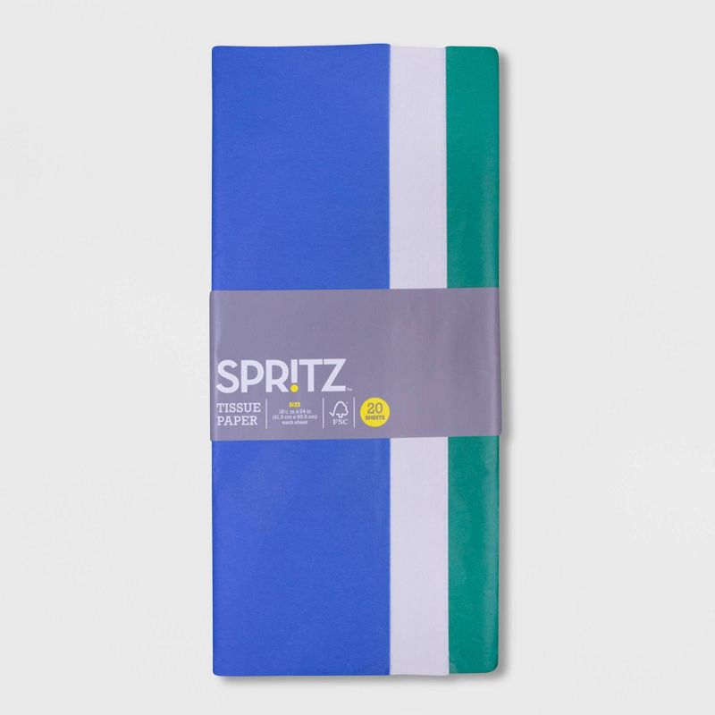 20ct Banded Tissue Gray/Green - Spritz&#8482;, 1 of 2