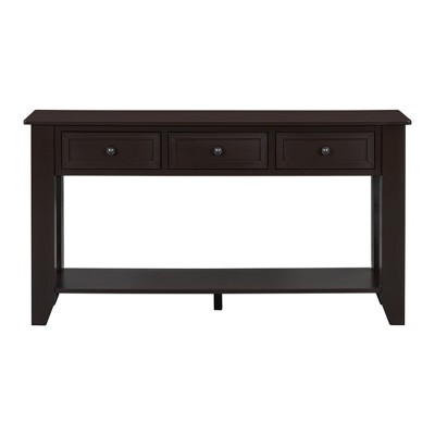 Luxystar Console Table with Three Drawers and Shelf Storage Sideboard, Dark Coffee