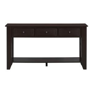 Luxystar Console Table with Three Drawers and Shelf Storage Sideboard, Dark Coffee - 1 of 4