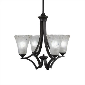 Toltec Lighting Zilo 4 - Light Chandelier in  Dark Granite with 5.5" Fluted Frosted Crystal Shade - 1 of 1