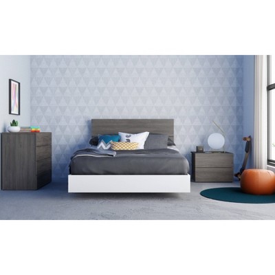 Aerial White Full/Double Floating Platform Bed with Wood Frame