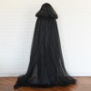 Skeleteen Black Hooded Tulle Cape - Long Chiffon Medieval Ghost Net Robe Vampire Bride Sheer Cloak Halloween Costume for Adults and Teens - 3 of 4