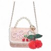 Willow & Ruby Girls' Pink Lace Mini Crossbody Bag with Pearl Handle and Cherry Charm - 4 of 4