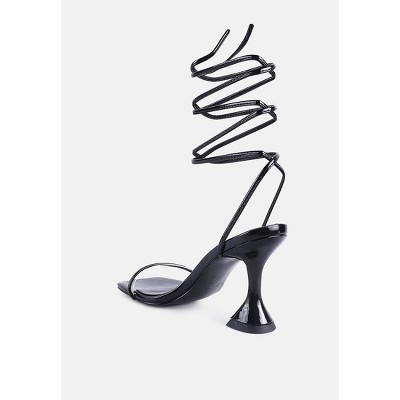 Biten Berry Spool Heel Lace Up Sandals - image 4