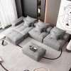 6 PCS Oversized Modular Sofa, 3 Seat DIY Layout Design Sofa with Chaise Lounges and Armrests and Ottomans, Tufted Sofa with Pillows-Coolbibila - 2 of 4