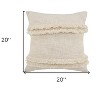 HomeRoots 20" Cream Cotton Throw Pillow with Fringe - 3 of 4