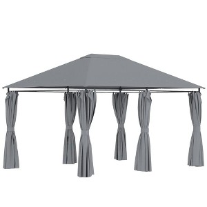 Resenkos Outdoor Garden Gazebo, Sunshade Gazebo Canopy,10' x 13' Outdoor Patio Gazebo, Canopy Shelter with 6 Removable Sidewalls, Gray - 1 of 4