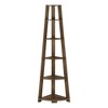 Vynxaria 72"h 5 - Tier Corner Walnut - Finished Bookshelf - 4 of 4