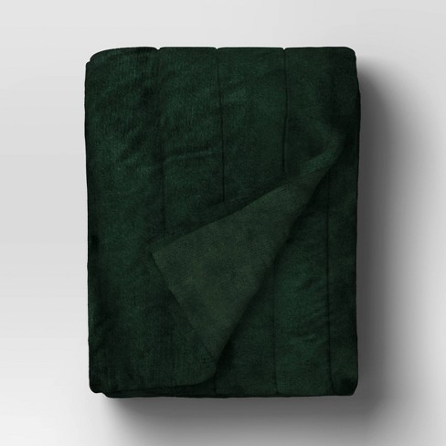 Channel Faux Fur Throw Blanket Dark Green Threshold Target