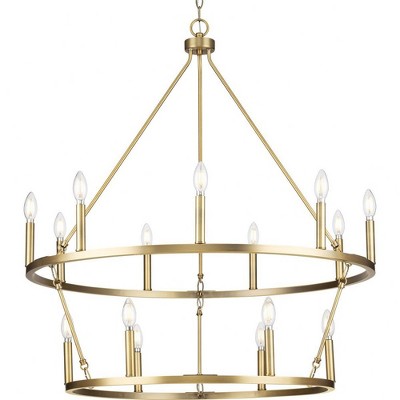 Progress Lighting Gilliam 15-Light Chandelier, Vintage Brass, Steel, Classic Form, Ambient Illumination
