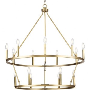 Progress Lighting Gilliam 15-Light Chandelier, Vintage Brass, Steel, Classic Form, Ambient Illumination - 1 of 1