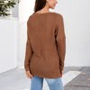 Anna-Kaci Women's V-Neck Waffle Knit Pullover Top with Long Sleeves - 2 of 4