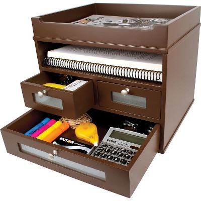 Victor Technology Wood Tidy Tower Organizer Mocha Brown (B5500)