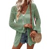 Women's Crochet Cardigan Light Weight Long Sleeve Tie Front Hollow Out Thin Cardigan - 2 of 4