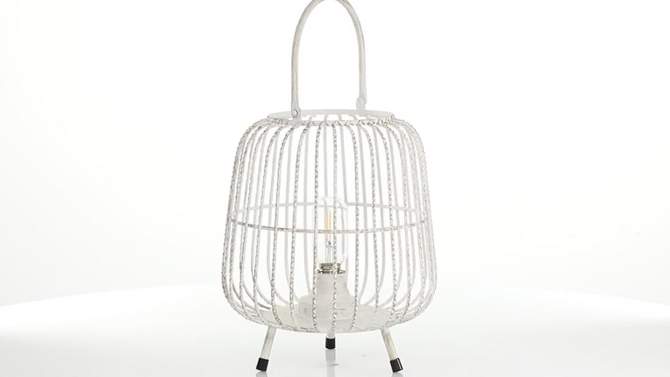 12&#34; x 10&#34; Modern Metal Caged Candle Holder with Led Light Bulb Center White - Olivia &#38; May, 2 of 8, play video