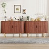 47" Mid Century Sideboard Buffet Accent Cabinet with Storage and Sliding Door - 2 of 4