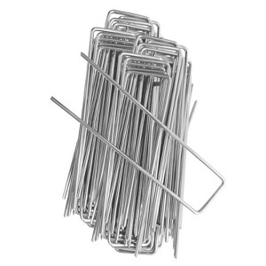 100 PCS 6 Inch Landscape Staples, Galvanized Anti-Rust Landscape Fabric Staples, Garden Stakes Weed Fabric Barrier Ground Cover - 1 of 4