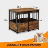 Munora Large Medium Wooden Dog Crate Furniture with Cushion, Heavy Duty Kennel with Double Sliding Doors, Rustic Brown Pet House Side End Table Indoor - 4 of 4