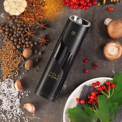 Black Electric Salt and Pepper Grinder Set with LED Light