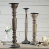 VIP Wood 21 in. Brown Varying Turned Candle Holder Set of 3 - 2 of 4