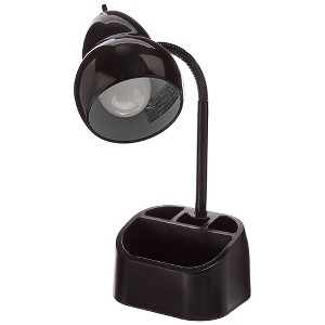 Globe Electric 6.3 x 6.69 x 10.63 Inches Goose Neck Desk Lamp with 10 Watt A-19 Non Dimmable LED Bulb, 2.1a USB Port and Organizer, Black - 1 of 4