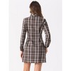 INSPIRE CHIC Women's Plaid Long Sleeves A-Line Button Up Casual Shirt Dress - 4 of 4