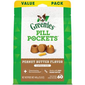 Greenies Pill Pockets Capsule Size Peanut Butter Flavor Chewy Dog Treats