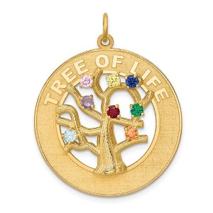 Black Bow Jewelry 14k Yellow Gold & CZ Tree of Life Circle Pendant, 29mm (1 1/8 inch) - 1 of 4