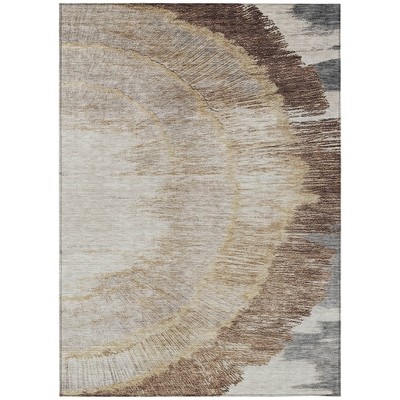 Brown Beige And Taupe Abstract Washable Indoor Outdoor Area Rug
