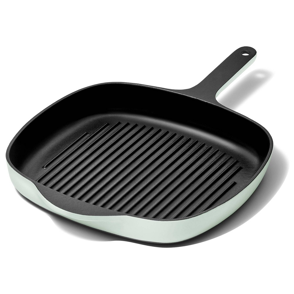 Caraway Home Enameled Cast Iron Grill Pan Light Mist