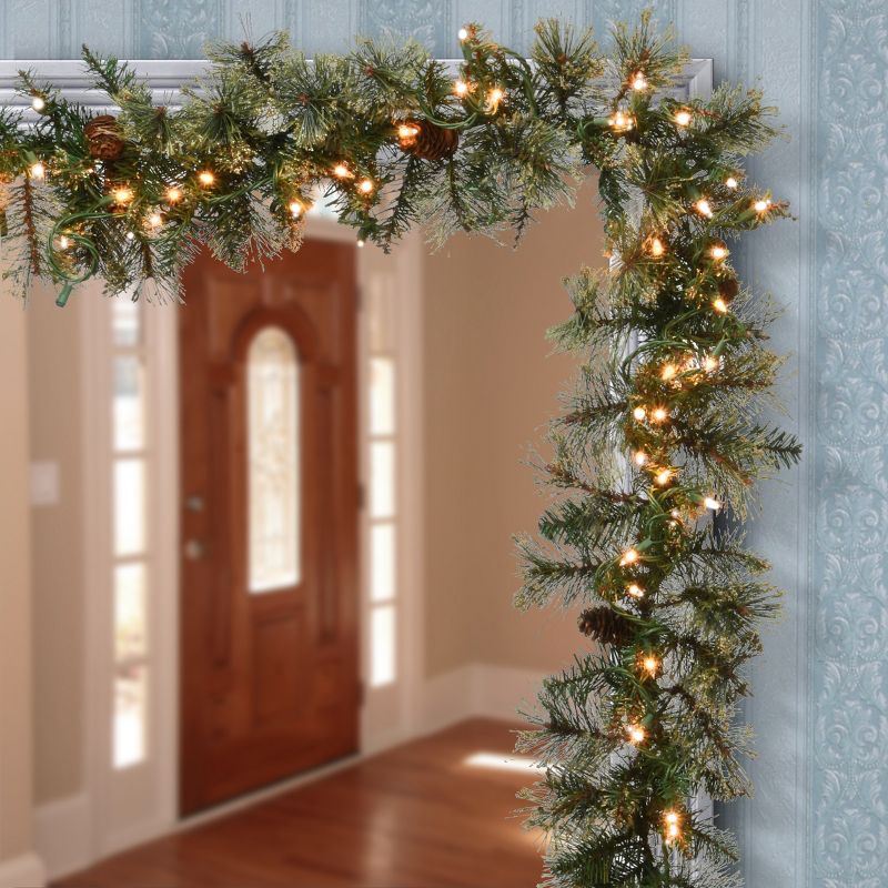 National Tree Company 9 ft. Golden Bristle Garland with Clear Lights, 3 of 7