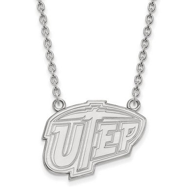 Black Bow Jewelry 10k White Gold Texas at El Paso Miners NCAA Necklace 18 Inch