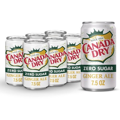 Canada Dry Zero Sugar Ginger Ale Soda - 6pk/7.5 fl oz Cans